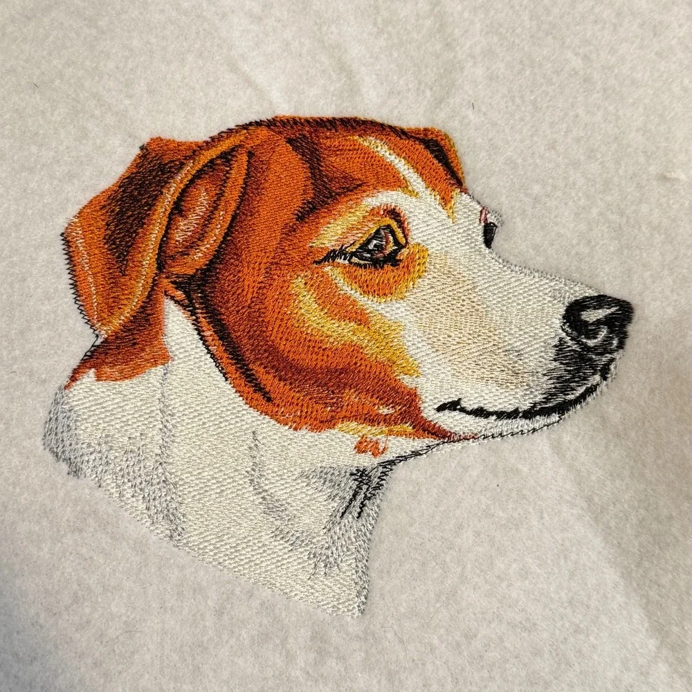 Vintage Jack Russell Terrier Dog Breed Head Sew On Handmade Embroidery